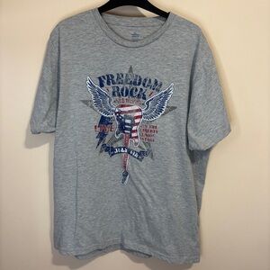 FREEDOM ROCK FESTIVAL JULY 4th Patriotic Grey T-SHIRT Men's Size XL